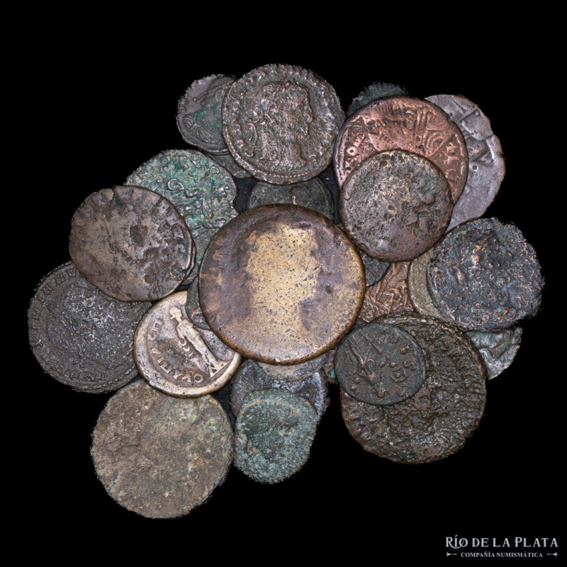 Lot x 30 ancient coins including greek, roman and byzantine coins. To identify. ...