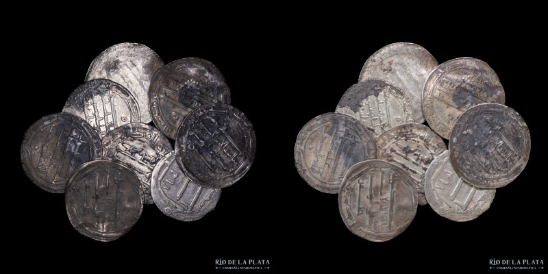 Abbasid Caliphate. Lot x 8 Silver Dirham. Varied dates and mints. Sold as is, no...