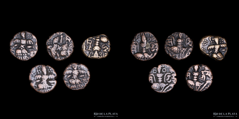 India. Kashmir, Kalasa (1063-1089AD) Lot x 5 AE Stater. Sold as is, no returns
...