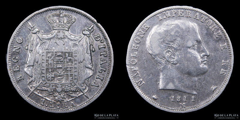 Italian States. Kingdom of Napoleon I (1804-1814) 1 Lira 1811M. Milan mint, Engr...