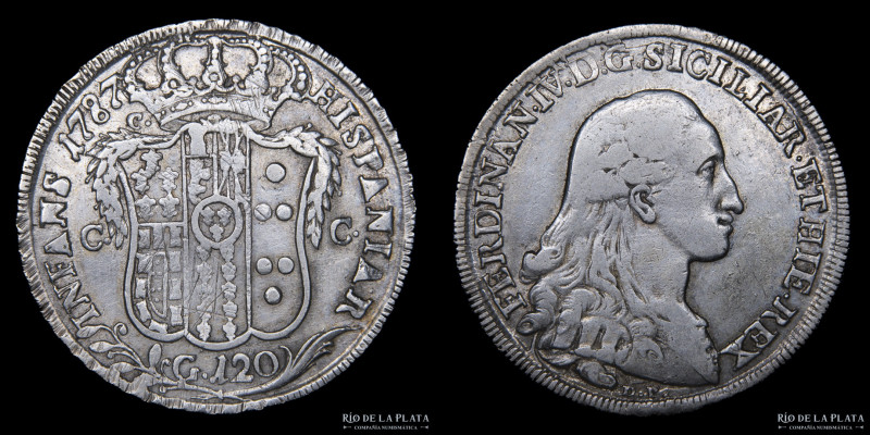 Italian States. Naples (Kingdom) Ferdinand IV (1759-1799) 120 Grana 1787. AG.833...