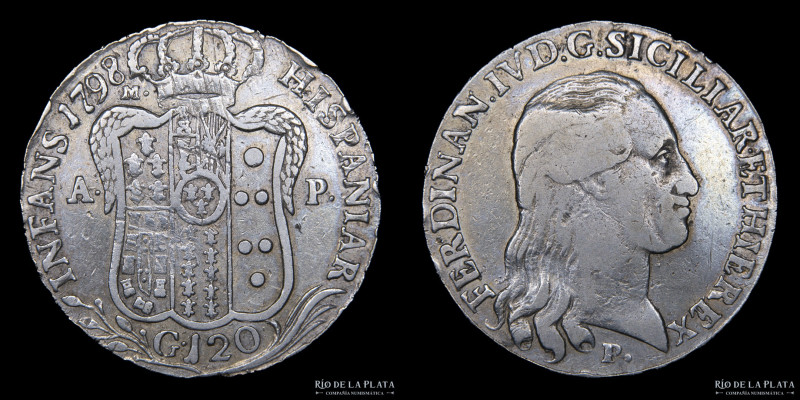 Italian States. Naples (Kingdom) Ferdinand IV (1759-1799)120 Grana 1798. AG.833;...