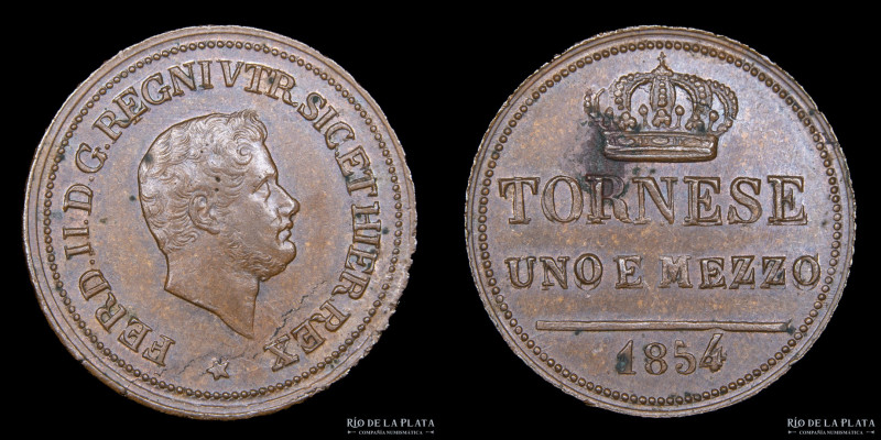 Italian States. Naples (Kingdom of Two Sicilies) Ferdinand II (1830-1859) 1 1/2 ...