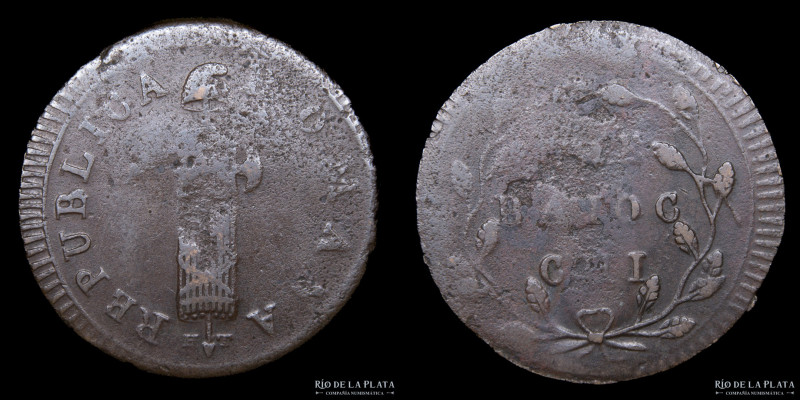 Roman Republic (1798-1799) 2 Baiocchi 1799. CU; 35mm; 17.81g. KM7.1 Crude strike...
