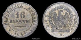 Roman Republic. 16 Baiocchi 1849 R. KM26