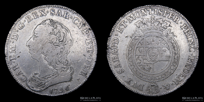Italian States. Savoy (Duchy) Carlo Emanuele III (1730-1773) 1 Scudo 1756. AG.90...