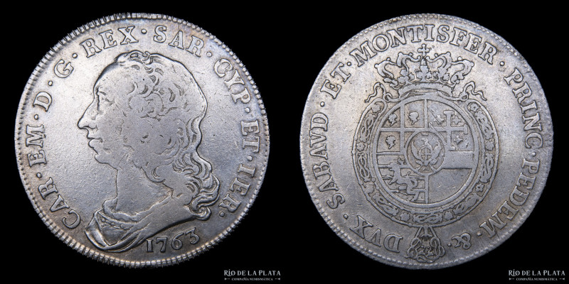 Italian States. Savoy (Duchy) Carlo Emanuele III (1730-1773) 1 Scudo 1763. AG.90...