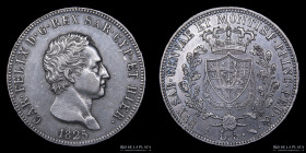 Savoy. Carlo Felice. 5 Lire 1825 L. KM116.1