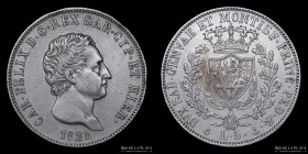 Savoy. Carlo Felice. 5 Lire 1828 P. KM116.2