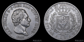 Savoy. Carlo Felice. 5 Lire 1830 P. KM116.2