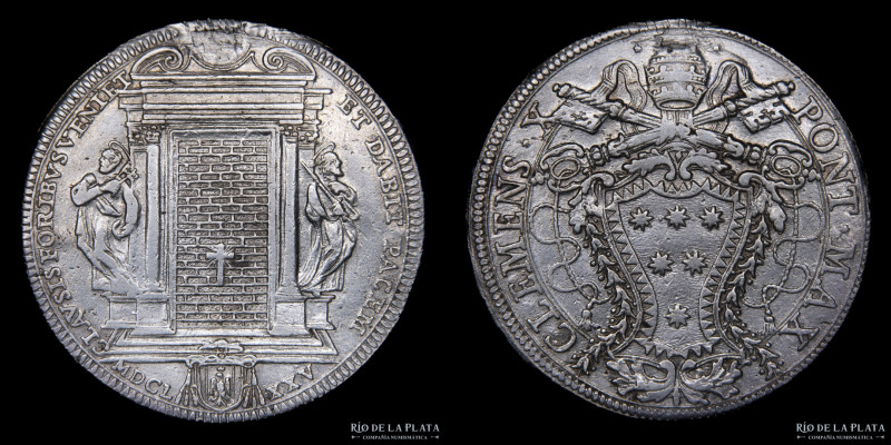 Papal States. Clement X (1670-1676) 1 Piastra 1675 (Anno Santo) AG; 42.0mm; 31.5...