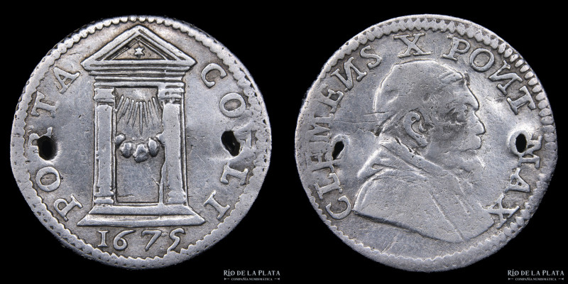 Papal States. Clement XIV (1670-1676) 1 Grosso Jubileo 1675. AG.917; 19.5mm; 1.5...
