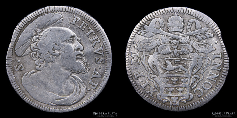 Papal States. Innocent XI (1676-1689) 1 Grosso "St Peter" ND. AG.917; 19.0mm; 1....