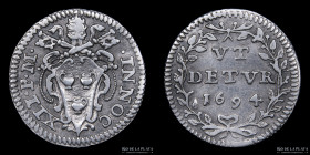 Papal States. Innocent XII. 1/2 Grosso 1694. Mun 124-5