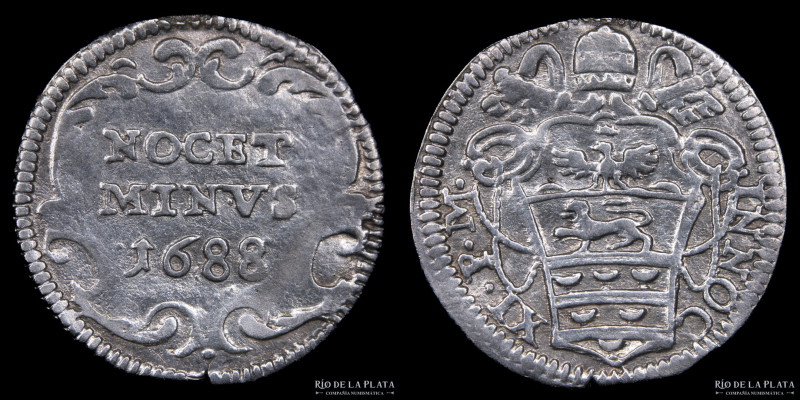 Papal States. Innocent XII (1691-1700) 1/2 Grosso "NOCET MINVS" 1688. AG.917; 16...