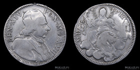 Papal States. Benedict XIV. Doppio Giulio 1757. Mun 51