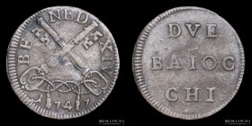 Papal States. Benedict XIV. 2 Baiocchi 1747. KM1159