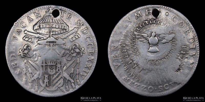 Papal States. Sede vacante (1774) 1/2 Scudo 1774. AG.917; 34mm; 12.36g. A: SEDE ...