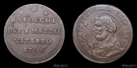 Papal States. Pius VI. 2 1/2 Baiocchi 1796. Viterbo. KM2