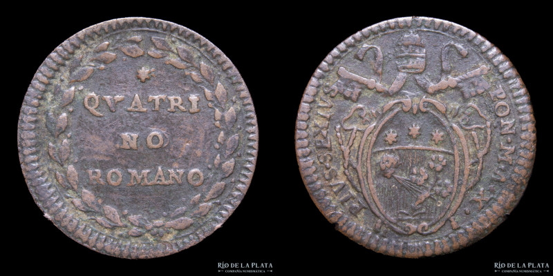 Papal States. Pius VI (1775-1799) Quattrino romano 1783-1787. CU; 21.0mm; 2.30g....