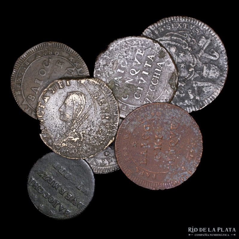 Papal States. Pius VI (1775-1799) Baiocchi coppers, different denominations 1745...