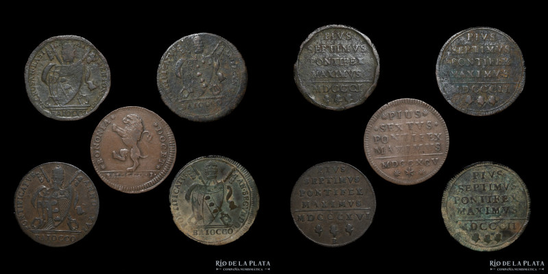 Papal States. Pius VI (1775-1799) Baiocchi coppers, different denominations 1795...