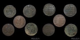 Papal States. Pius VI. Coppers 1795 to 1816 Lot of 5.