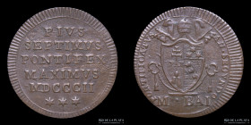 Papal States. Pius VII. 1/2 Baiocco 1802. KM1265
