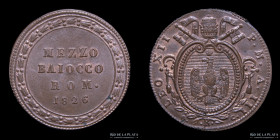 Papal States. Leo XII. 1/2 Baiocco 1824. KM1295