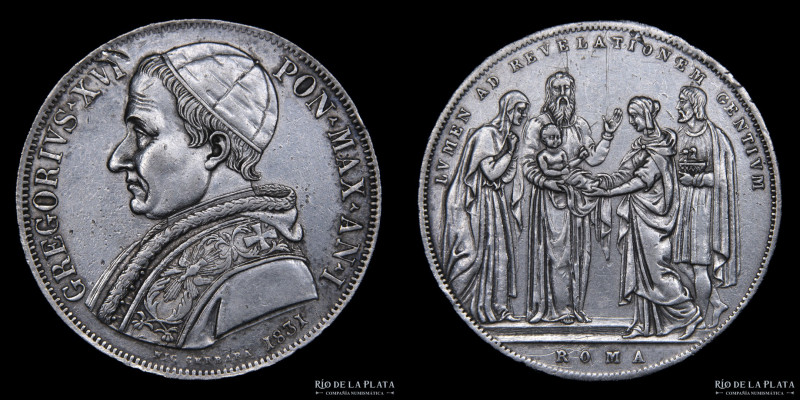 Papal States. Gregory XVI (1831-1846) 1 Scudo 1831 R. AG.917; 38.0mm; 26.42g. A:...