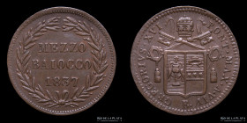 Papal States. Gregory XVI. 1/2 Baiocco 1837. KM1319