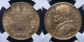 Papal States. Pius IX. 20 Lire 1867 R. KM1382.2