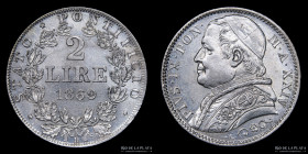 Papal States. Pius IX. 2 Lire 1869 R. KM1379.3