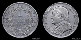 Papal States. Pius IX. 1 Lira 1868 R. KM1378