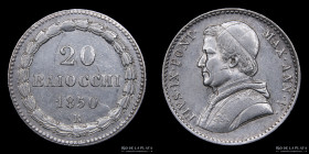 Papal States. Pius IX. 20 Baiocchi 1850 R. KM1337
