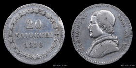 Papal States. Pius IX. 20 Baiocchi 1858 B. KM1337a