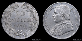 Papal States. Pius IX. 20 Baiocchi 1860 R. KM1360