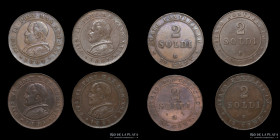 Papal States. Pius IX. 2 Soldi 1866 to 1867. Lot of 4.