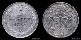 Papal States. Pius IX. 5 Baiocchi 1865. KM1341c