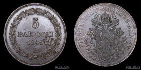 Papal States. Pius IX. 5 Baiocchi 1849 IVR. Countermarked. KM1346
