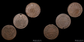 Papal States. Pius IX. 5 Baiocchi 1850 and 54. Lot of 3. KM1356