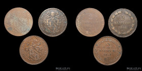Papal States. Pius IX. 2 Baiocchi 1848 to 1853. Lot of 3