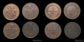 Papal States. Pius IX. 1 Baiocco 1850 to 1851. Lot of 4.
