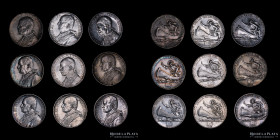 Papal States. Pius XI. 5 Lire (lot x9) KM7-KM17