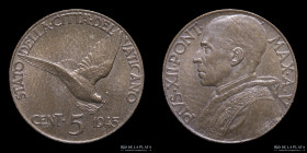 Papal States. Pius XII. 5 Centesimi 1943 KM31