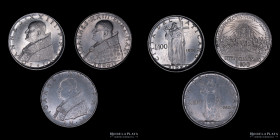 Papal States. John XXIII. 100 Lire (lot x3) KM64.1/2-KM73