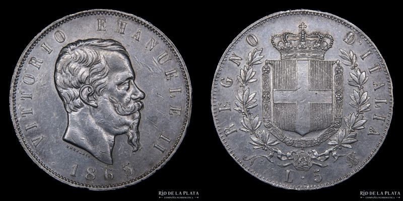 Italy (Kingdom) Vittorio Emanuele II (1861-1878) 5 Lire 1865 N BN. Naples mint. ...