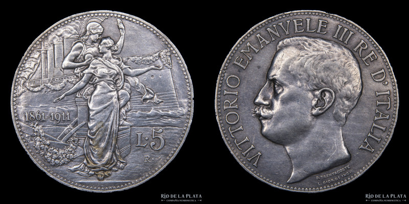 Italy (Kingdom) Vittorio Emanuele III (1900-1946) 5 Lire 1911 R. Roma mint. AG.9...