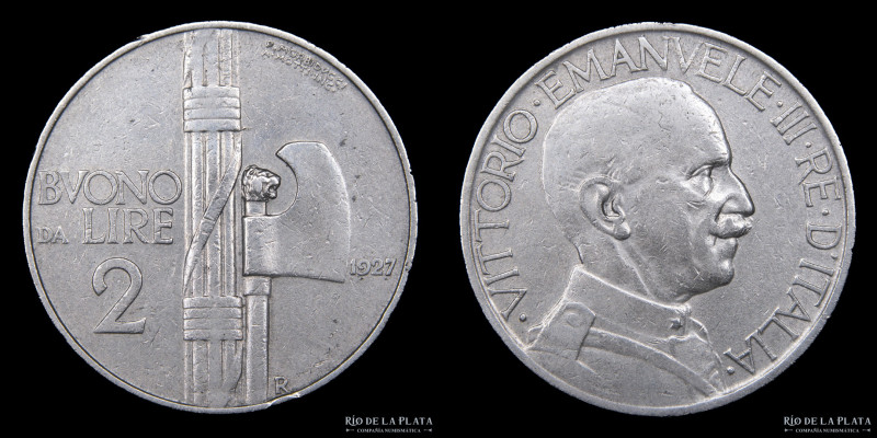 Italy (Kingdom) Vittorio Emanuele III (1900-1946) 2 Lire 1927 R. Roma mint. Nick...