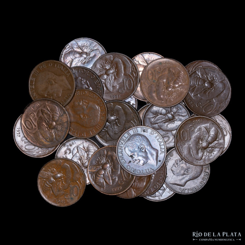 Italy. Lot x 26 pieces 10 Centesimi 1919-1937R. KM60. All VF-UNC. Sold as is, no...